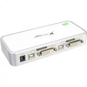 InLine Compact Desktop KVM Switch USB DVI 2 Port + Audio with Cables 1.2m