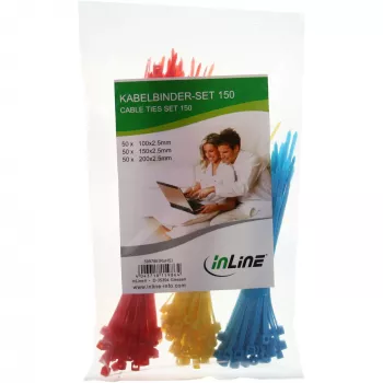 Cable ties box InLine 150 pcs multicolour — bundle pack 500 pcs total (MPN 59978E)