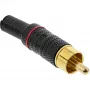 InLine RCA metal male plug for soldering, black, red ring, for 6mm cable
