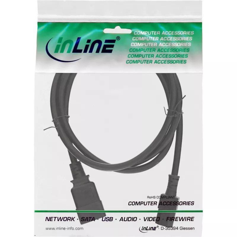 InLine Power adapter cable, IEC-60320 C20 to C13, 3x1.5mm², max. 10A, 3m