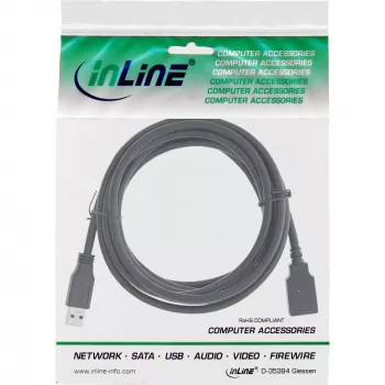 InLine USB 3.2 Gen.1 Cable Type A male / Type A female, black, 5m