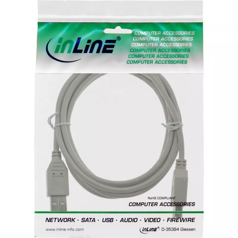 USB 2.0 Extension Cable Type A male/female InLine 34602X beige 2m