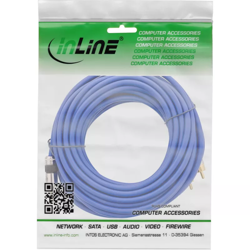 InLine Audio Cable Premium 2x RCA male / 3.5mm male gold plated 25m