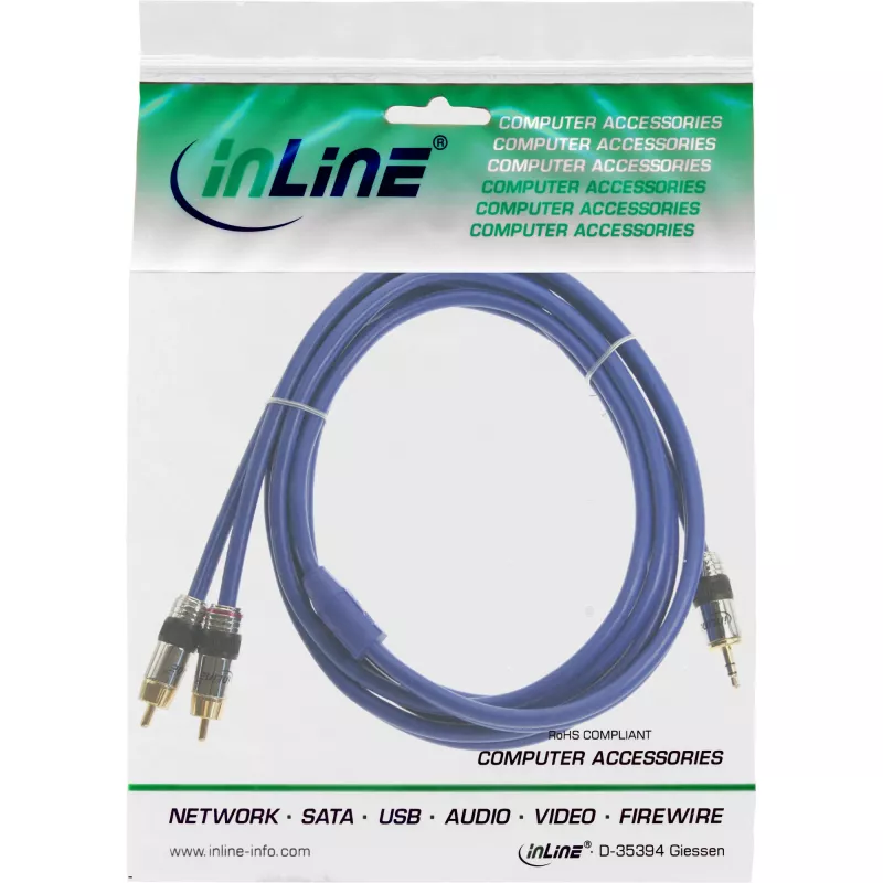 InLine Audio Cable Premium 2x RCA male / 3.5mm male gold plated 0.5m