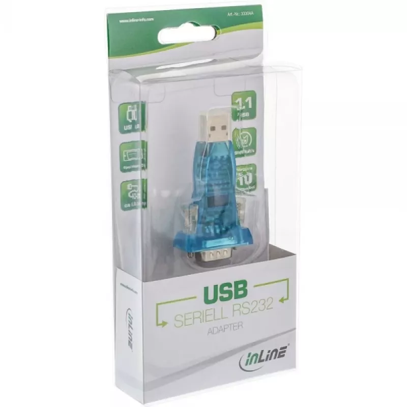 InLine USB to RS232 Adapter USB A to 9 Pin Sub-D USB extension 0.8m