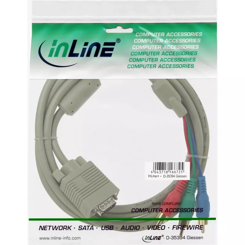 InLine VGA RGB Cable VGA male / 3x RCA male 2m