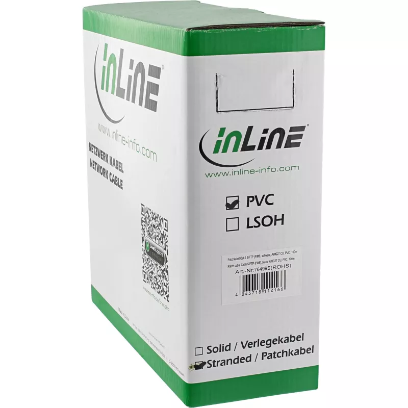 InLine Patch Cable S/FTP PiMF Cat.6 black AWG27 PVC CU 100m