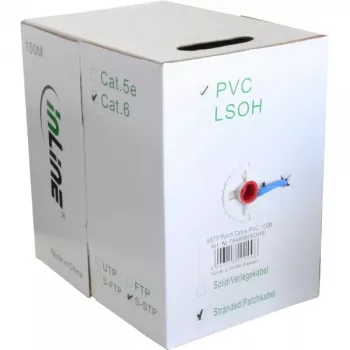 Ethernet patch cable InLine Cat6 S/FTP PiMF AWG27 PVC, 100 m, blue