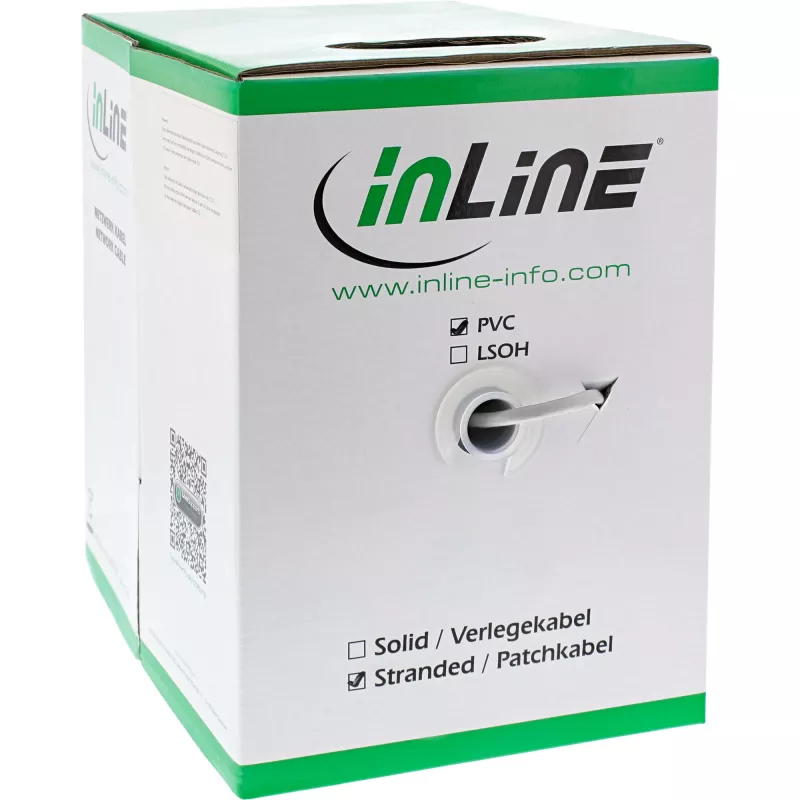InLine Patch Cable SF/UTP Cat.5e AWG26 CCA PVC white 100m
