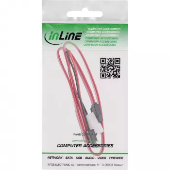 InLine Slimline SATA cable, Slim SATA 13pin (7+6) cab. side to SATA+power, 0.4m