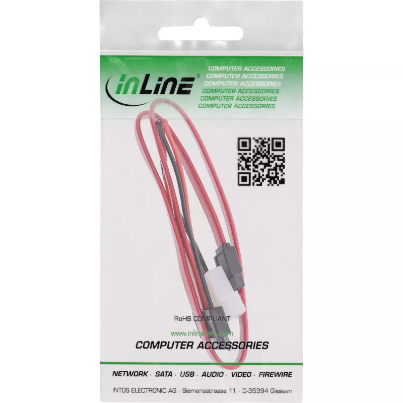 InLine Slimline SATA cable, Slim SATA 13pin (7+6) cab. side to SATA+power, 0.4m