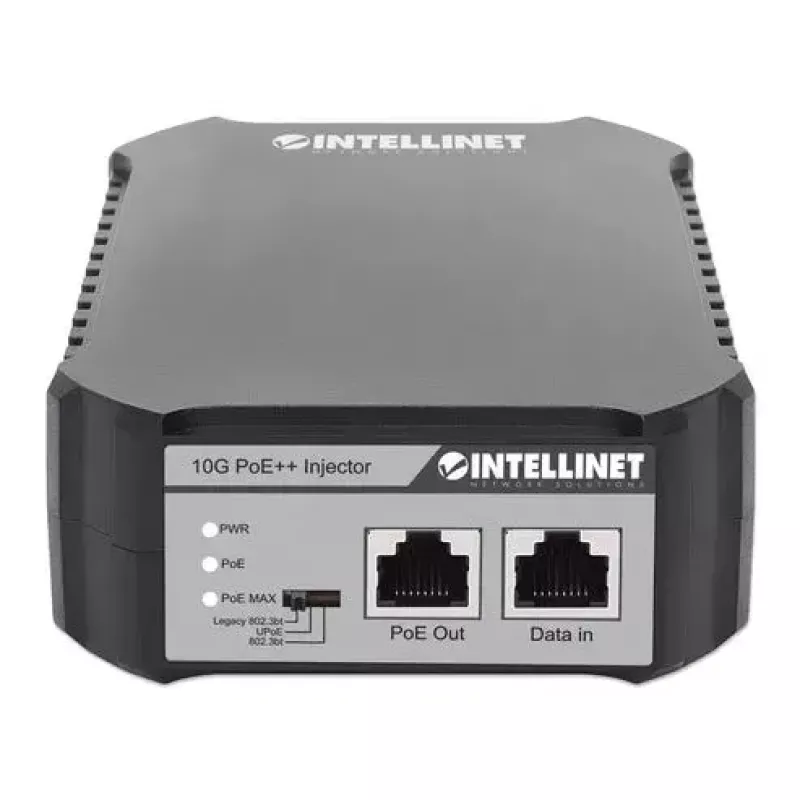 Intellinet 10G PoE++ Injector One 95 W Port, IEEE 802.3bt (4PPoE) Compliant, Metal Housing, Wall-mount Option