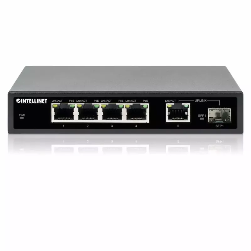 Intellinet 5-Port Gigabit Ethernet PoE+ Switch with SFP Port 91W Power Budget