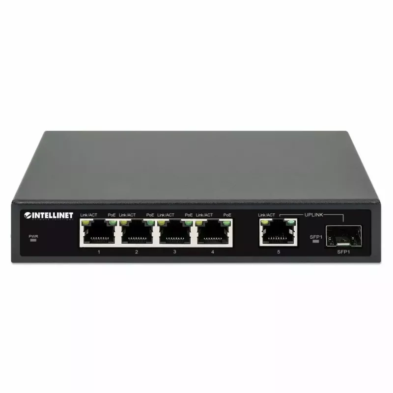 Intellinet 5-Port Gigabit Ethernet PoE+ Switch with SFP Port 91W Power Budget