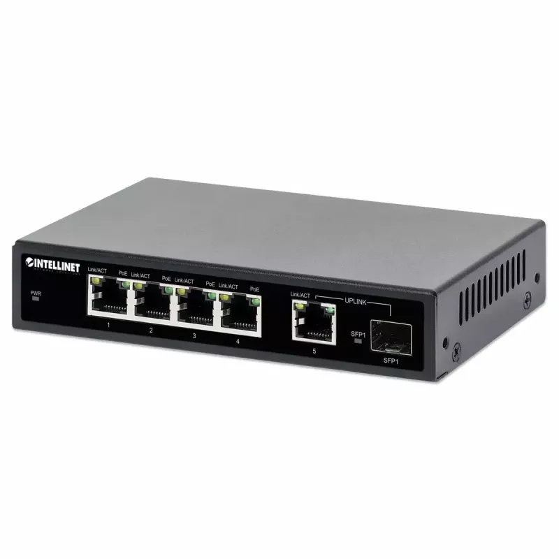 Intellinet 5-Port Gigabit Ethernet PoE+ Switch with SFP Port 91W Power Budget