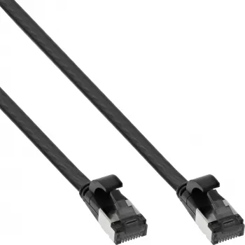 InLine Patch cable flat, U/FTP, Cat.8.1, TPE halogen-free, black, 5m