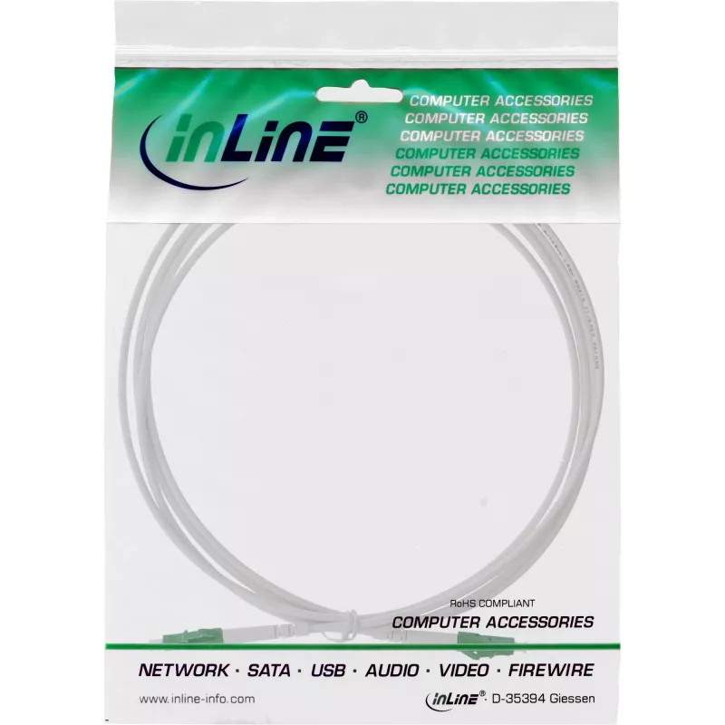 InLine Fiber Optical Simplex Cable, FTTH, LC/APC8° to LC/APC8° 9/125µm OS2 15m