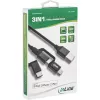 InLine 3-in-1 USB Cable, USB-A M to Micro-USB+USB-C+Lightning, black/aluminium