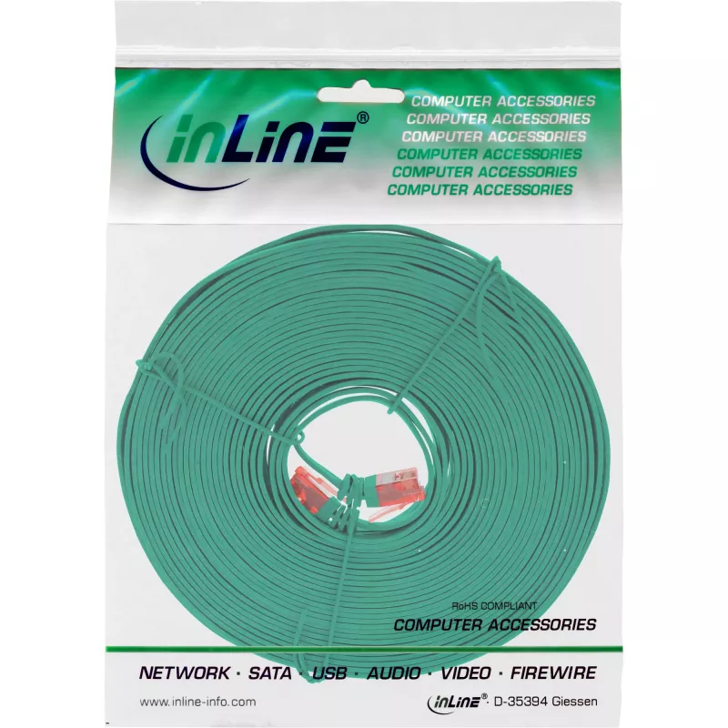 InLine Flat Ultraslim Patch Cable U/UTP Cat.6 Gigabit ready green 5m