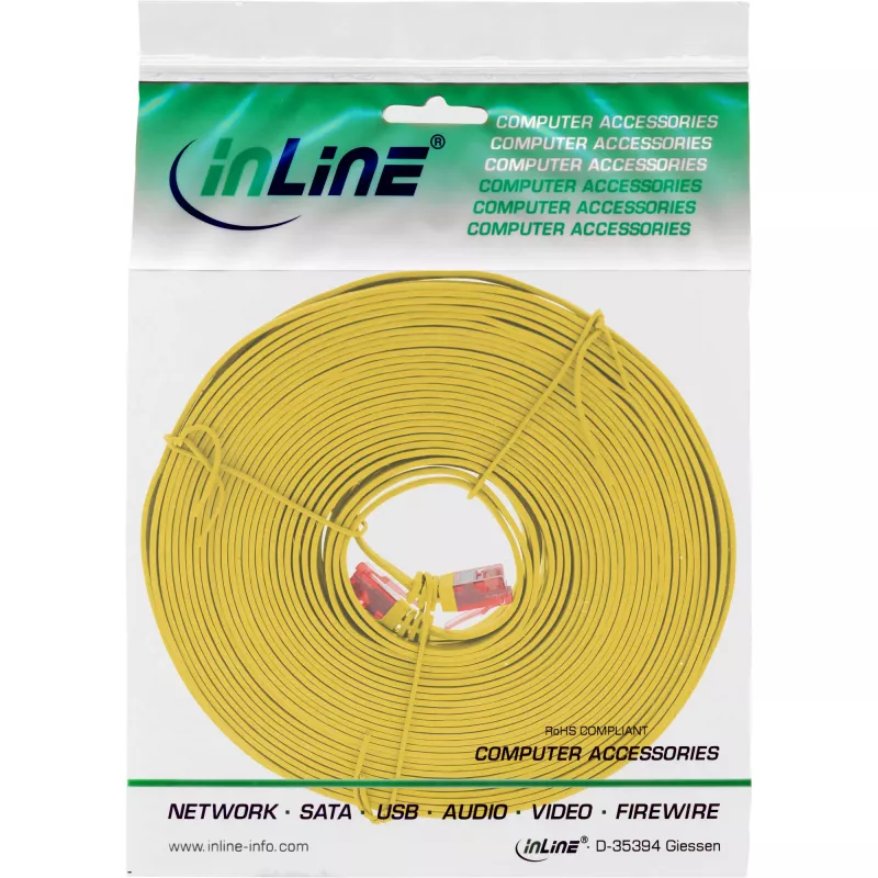 InLine Flat Ultraslim Patch Cable U/UTP Cat.6 Gigabit ready yellow 7m