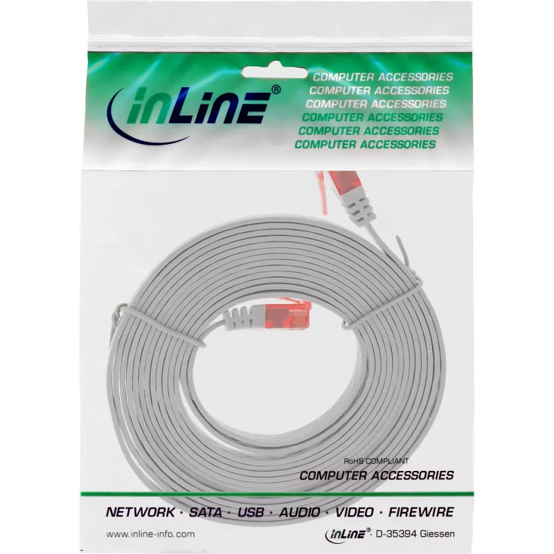 InLine Flat Ultraslim Patch Cable U/UTP Cat.6 Gigabit ready grey 0.5m