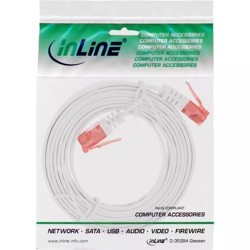 InLine Flat Ultraslim Patch Cable U/UTP Cat.6 Gigabit ready white 0.5m