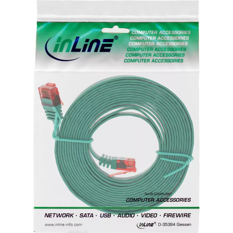 InLine Flat Ultraslim Patch Cable U/UTP Cat.6 Gigabit ready green 2m
