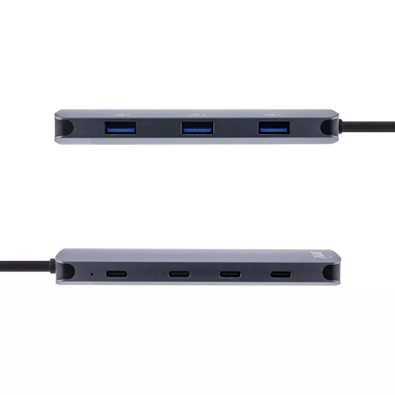 InLine USB 3.2 Gen.2 Hub, 4x USB-C + 3x USB-A, PD 100W, aluminium, grey