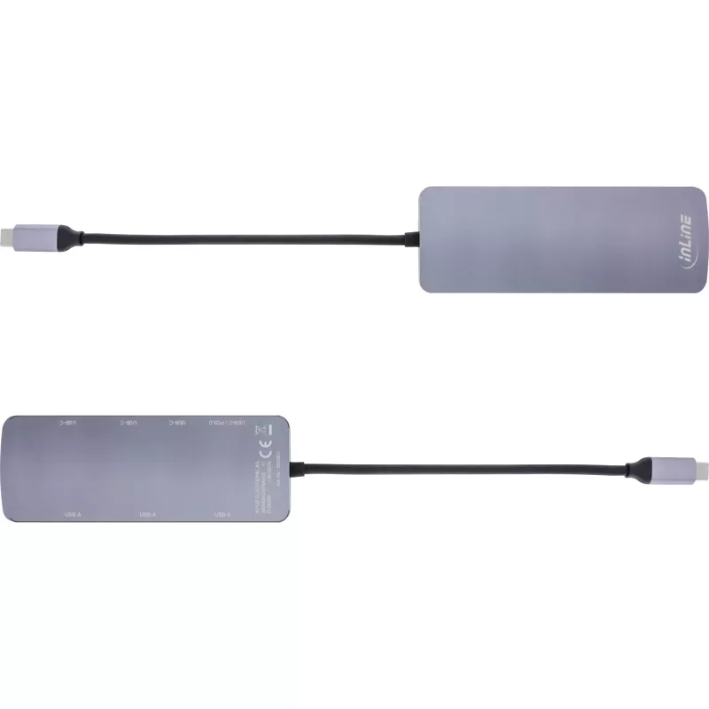 InLine USB 3.2 Gen.2 Hub, 4x USB-C + 3x USB-A, PD 100W, aluminium, grey
