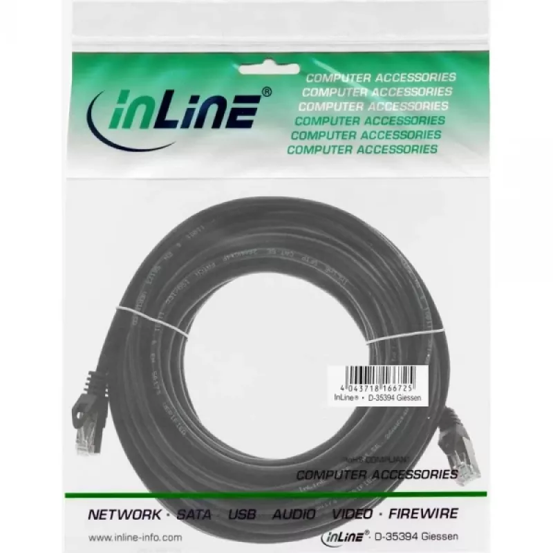 InLine Patch Cable SF/UTP Cat.5e black 25m