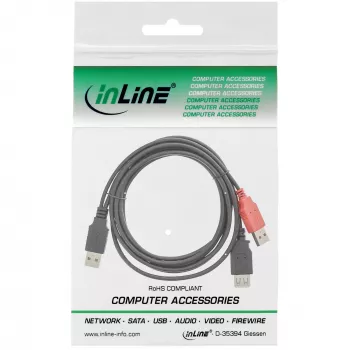 USB 2.0 Y-Cable 2x Type A male/female InLine 34510Z 0.2m