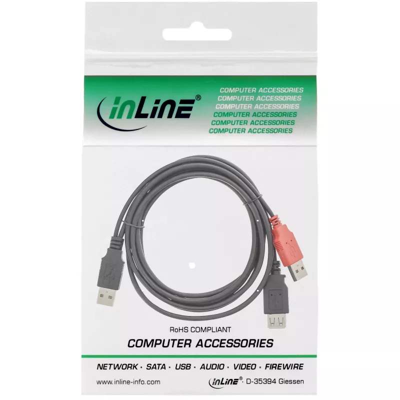 USB 2.0 Y-Cable 2x Type A male/female InLine 34510Z 0.2m