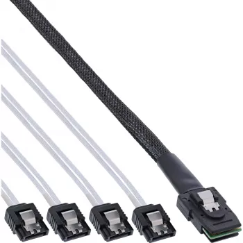 InLine SAS Cable Mini SAS SFF8087 to 4x SATA direct OCR 1m
