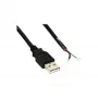 InLine USB 2.0 Cable Type A male / open end, black, 2m, 2 m, Black