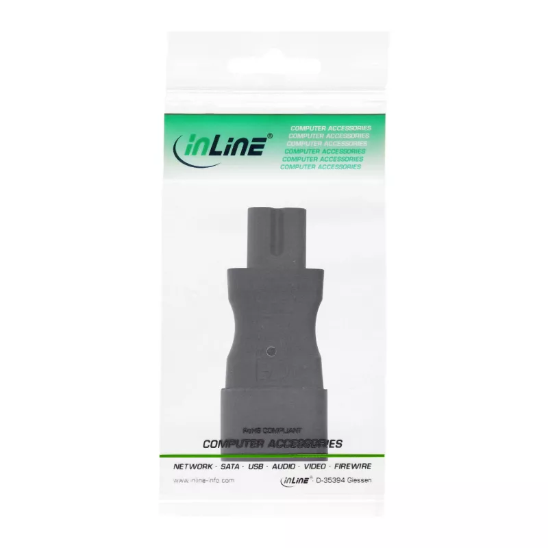 InLine Power supply adapter IEC 60320 C14 / C7, 3-pin IEC device to 2-pin
