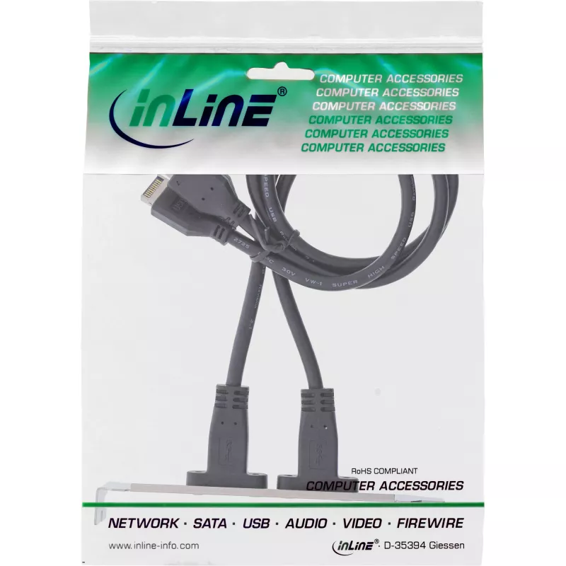 InLine Slot bracket USB-C to USB 3.2 front panel Key-A internal, 0.5m