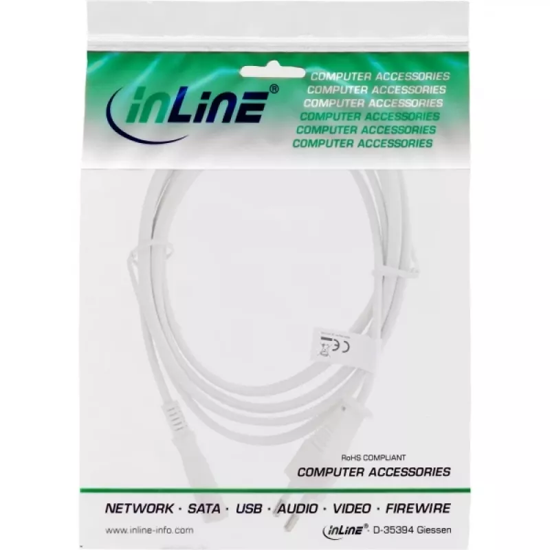 InLine power cable, Euro male / Euro8 male, white, 1.5m