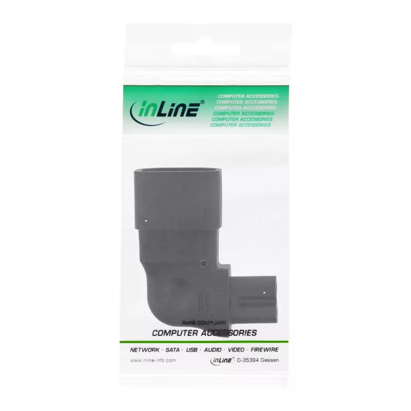 InLine Power supply adapter IEC 60320 C14 / C7, left/right angled, 3pin to 2pin