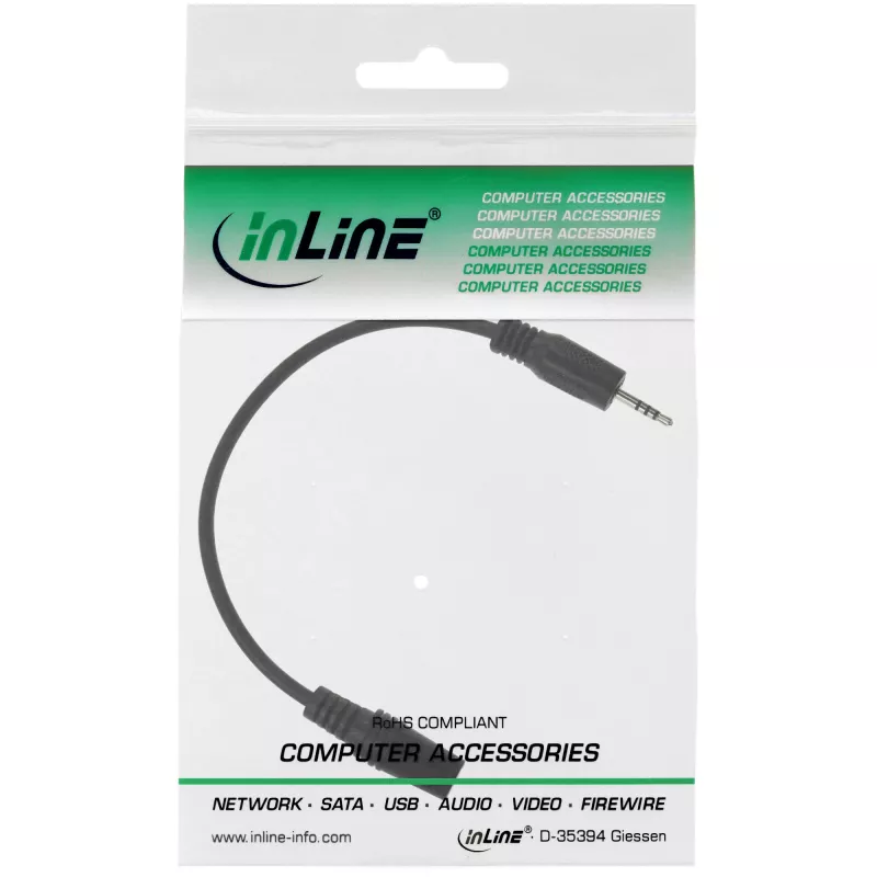 InLine Audio Adapter Cable 4 Pin 2.5mm male / 4 Pin 3.5mm female 0.2m