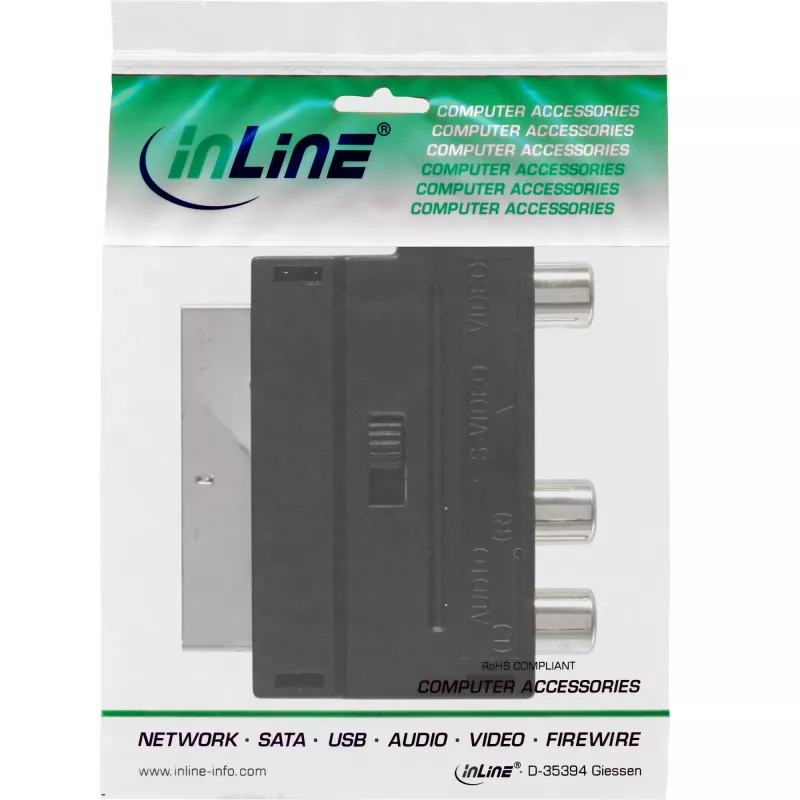InLine Scart Adapter Scart male / 3x RCA and S-VHS video in / out