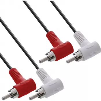 InLine Audio cable 2x RCA M/M angled 1.2m Black 89929 Intos