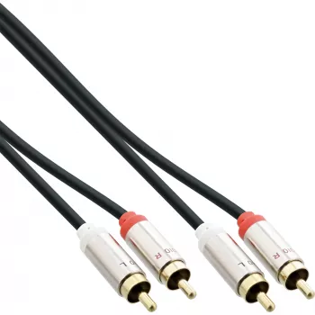 InLine Slim Audio cable 2x RCA M/M, Stereo, 0.5m, 2 x RCA, Male, 2 x RCA + USB, Male, 0.5 m, Black