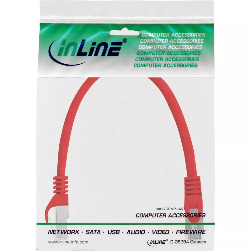 InLine Patch Cable SF/UTP Cat.5e red 0.25m