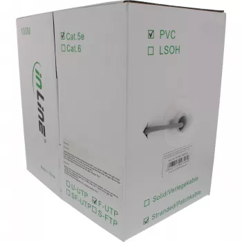 InLine Patch Cable F/UTP Cat.5e AWG26 CCA PVC grey 100m