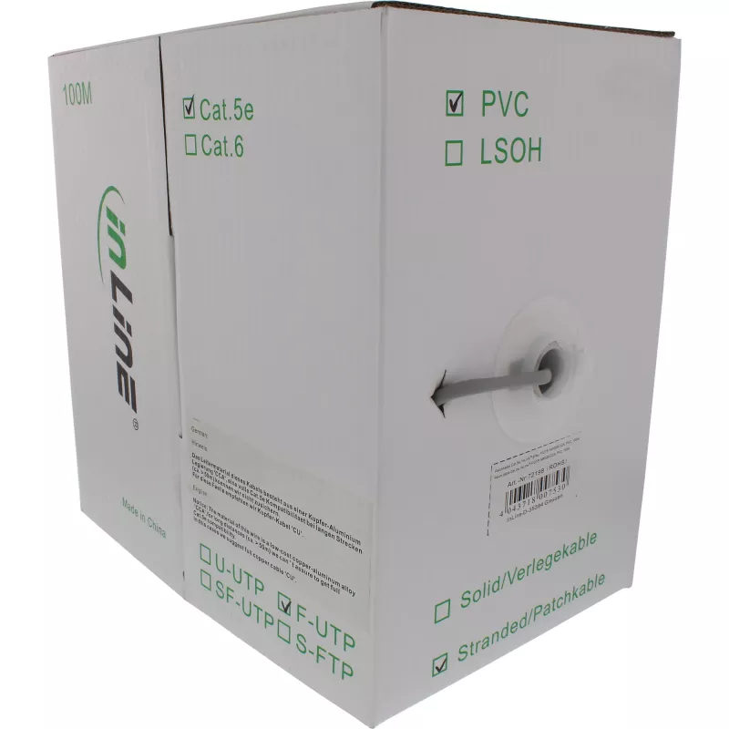 InLine Patch Cable F/UTP Cat.5e AWG26 CCA PVC grey 100m