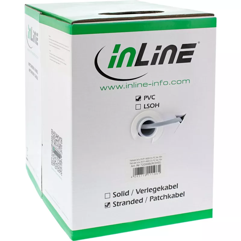 InLine Patch Cable SF/UTP Cat.5e AWG26 CCA PVC grey 100m