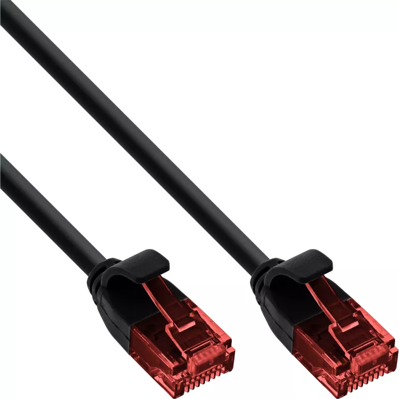 InLine Slim Patch cable, U/UTP, Cat.6, black, 1m