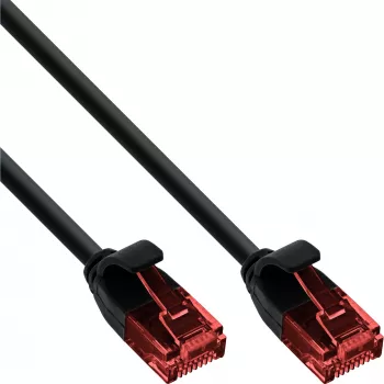 InLine Slim Patch cable, U/UTP, Cat.6, black, 2.5m