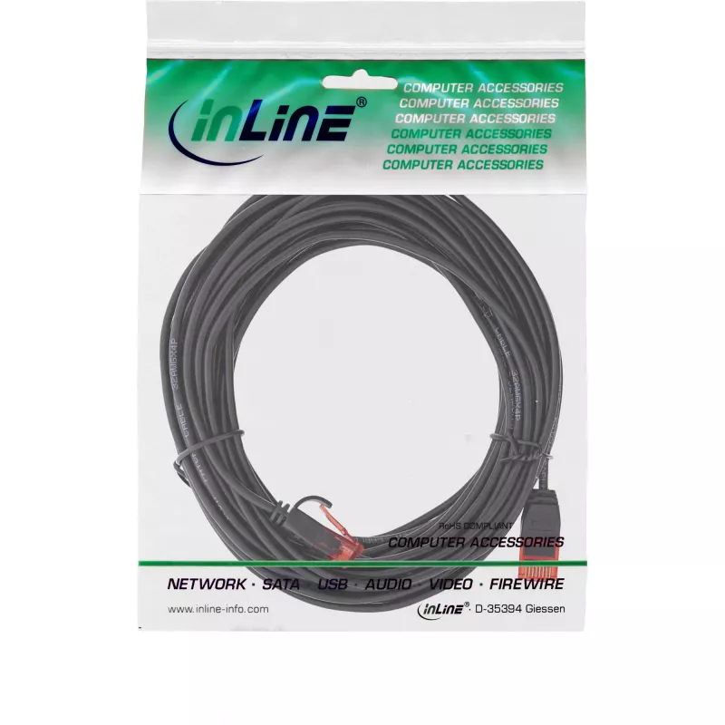 InLine Slim Patch cable, U/UTP, Cat.6, black, 5m