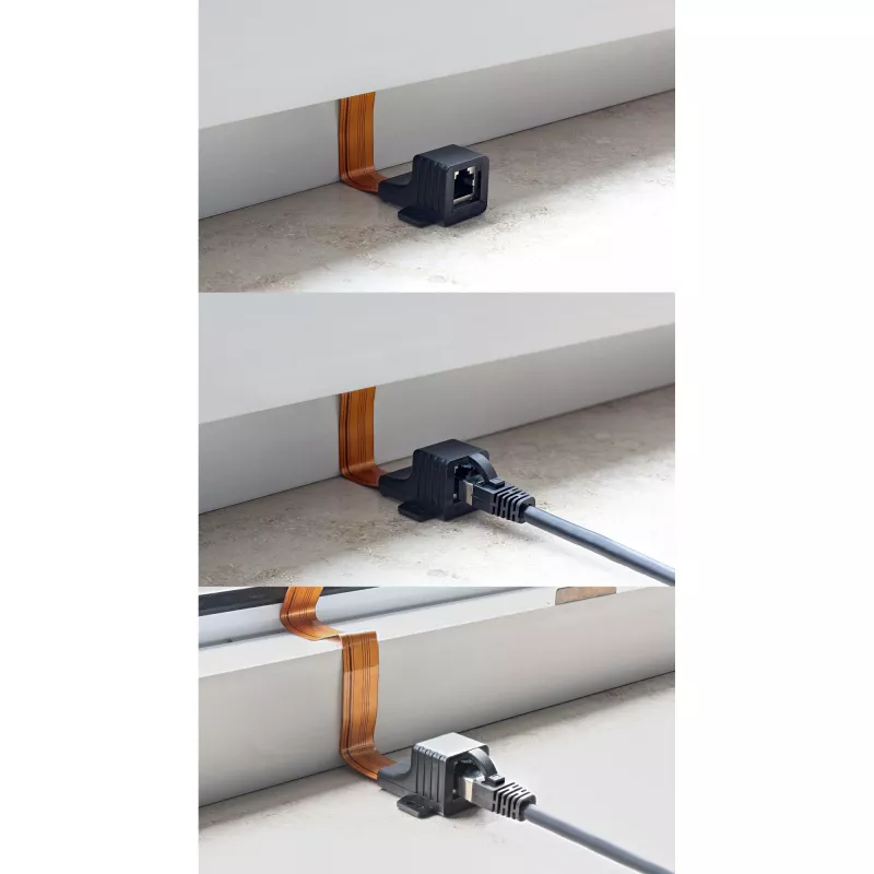 InLine Slim RJ45 cable for windows/door use, 2x RJ45 F/F, 1:1, unshielded, 0.3m
